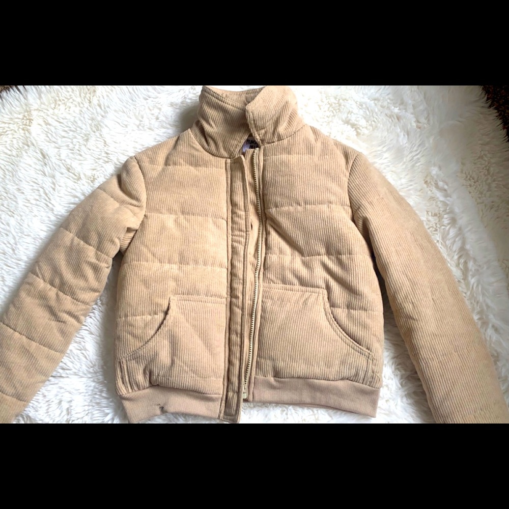 Beige Princess Polly corduroy puffer jacket